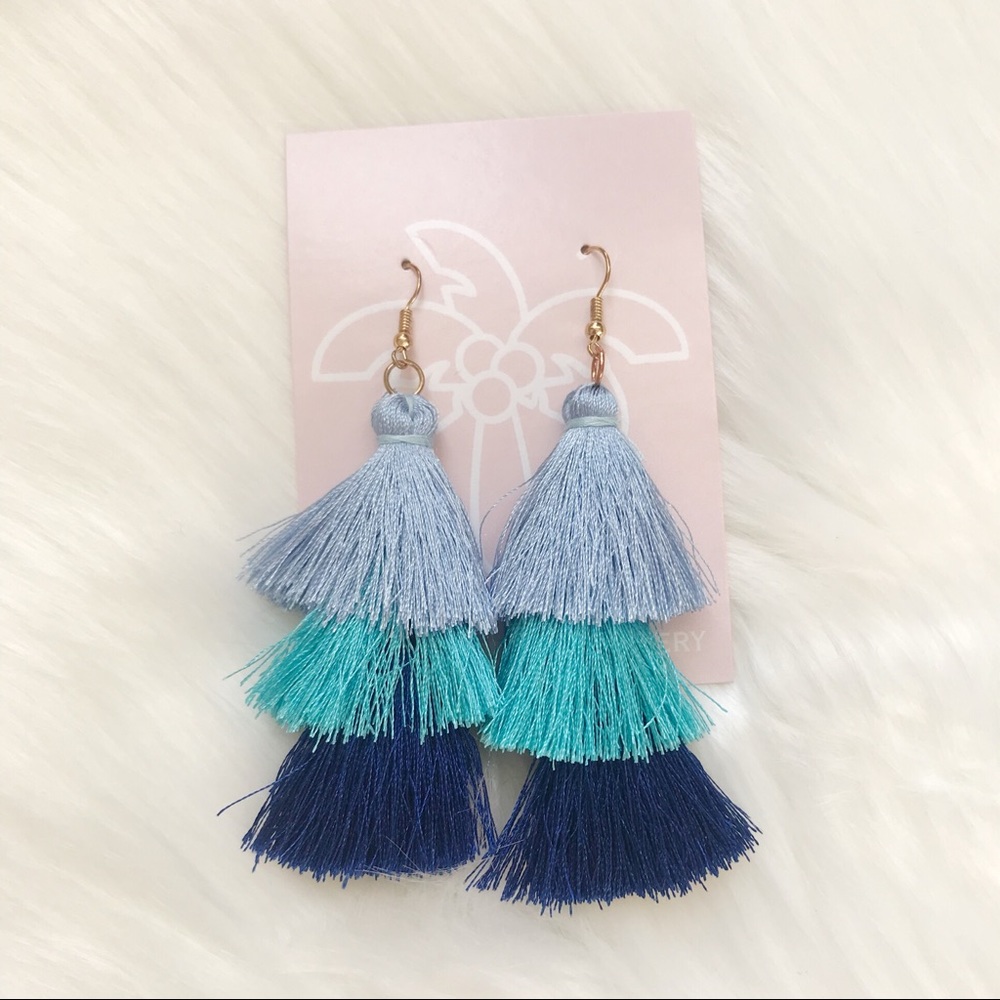 New Blue colored Tassel Dangle Earrings